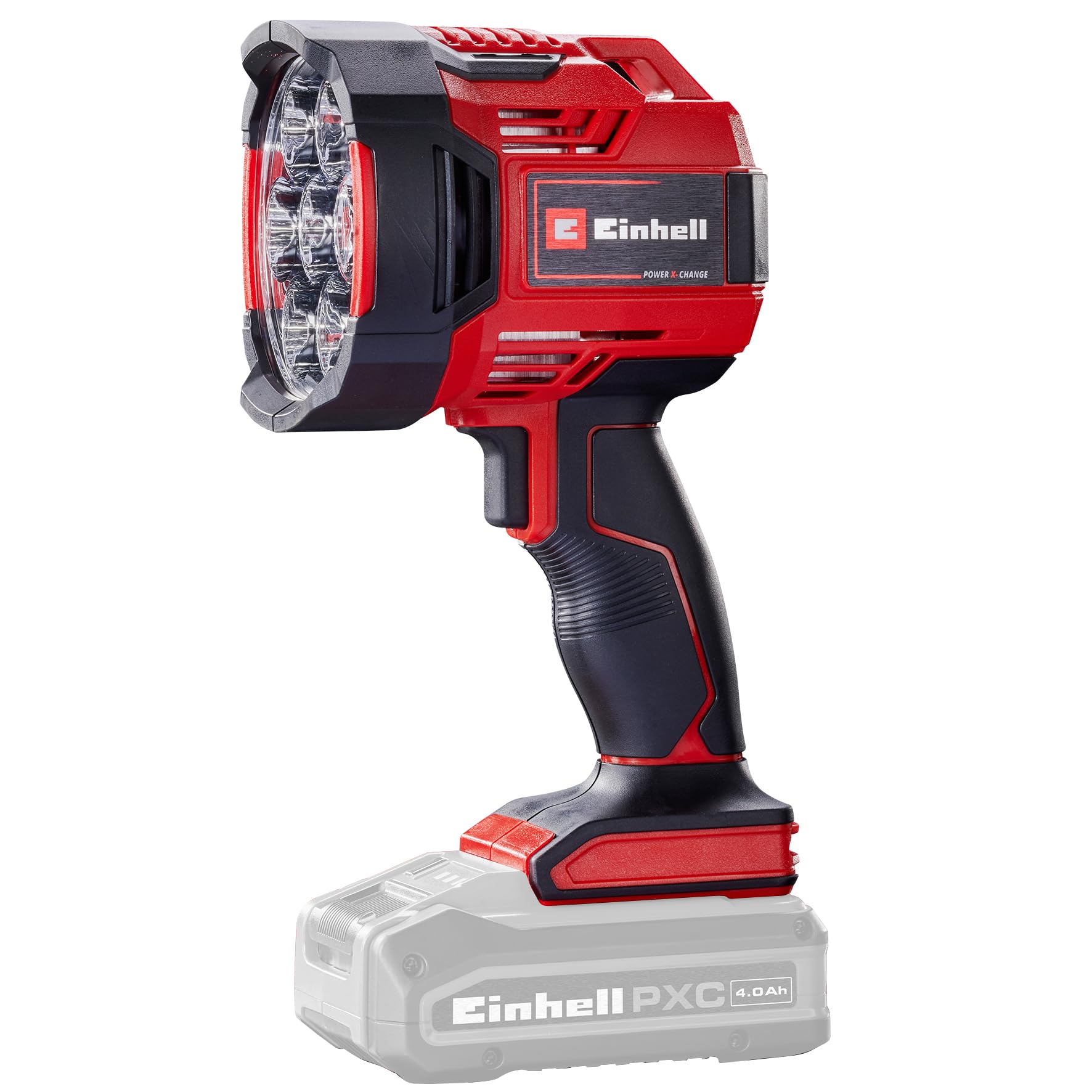 Einhell Bezprzewodowa lampa TE-CL 18/2500 Li-Solo Power X-Change (18 V, 2500 lm, 6500 K, zasięg 640 m, 7 diod LED, regulacja jasności, wbudowany gwint statywu, bez baterii)