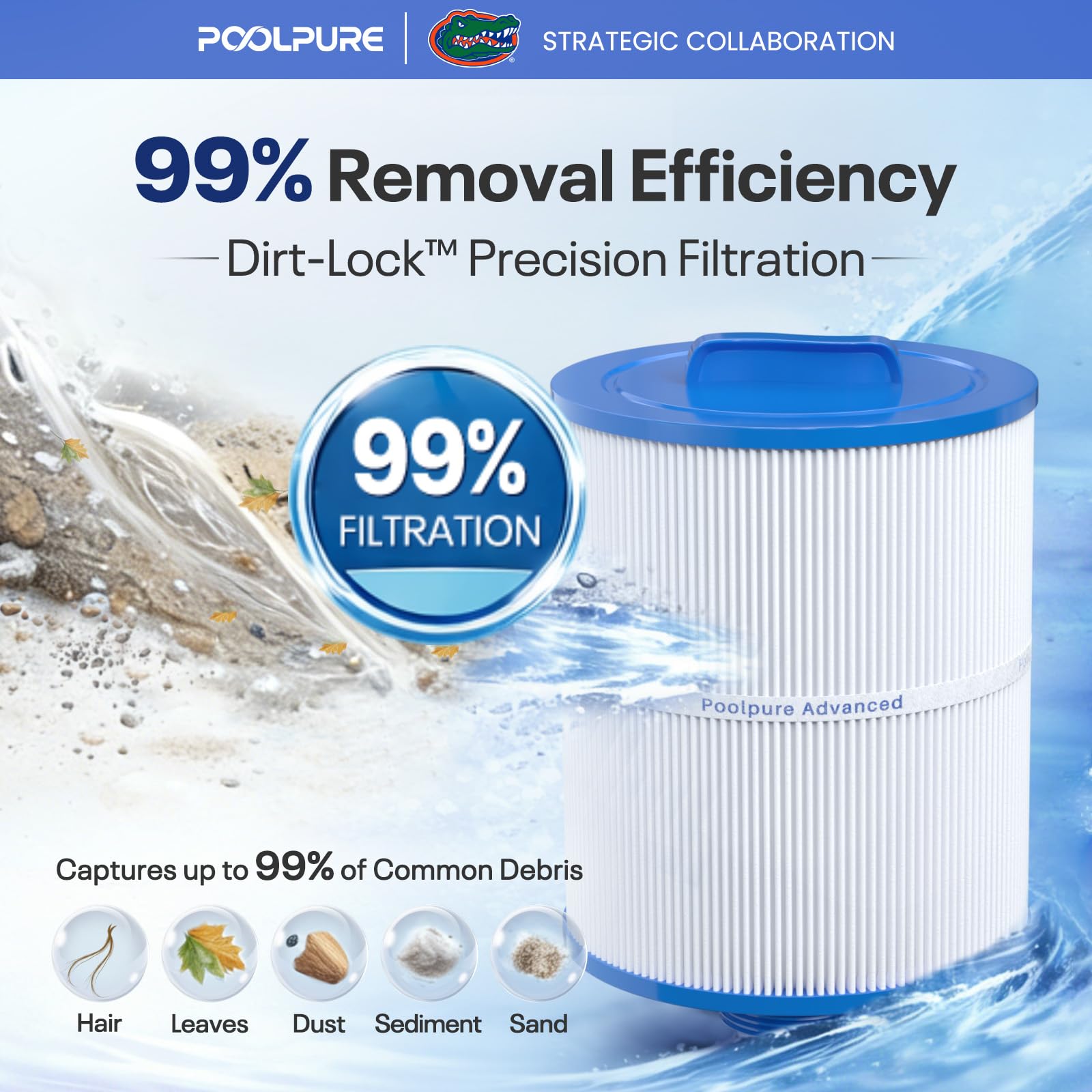 POOLPURE Lot de 2 filtres de Rechange pour Spa PAS50SV-F2M, Unicel 6CH-502, Filbur FC-0311, Philter 60506, Excel Filters XLS-604, Baleen AK-90161, Magnum AR50, Master Deluxe M60506
