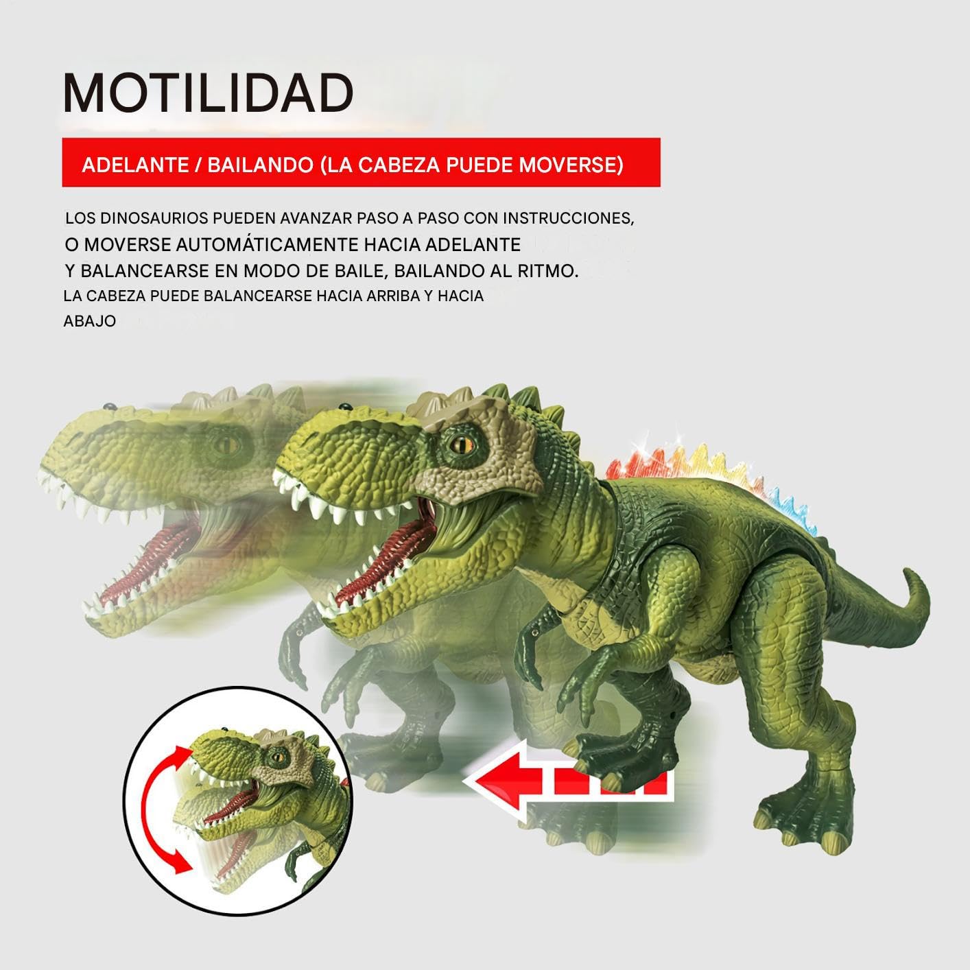 Genérico Dinosaurio Control Remoto | Dinosaurio en Movimiento | con Luces Y Rociador para Exteriores Y Fiestas