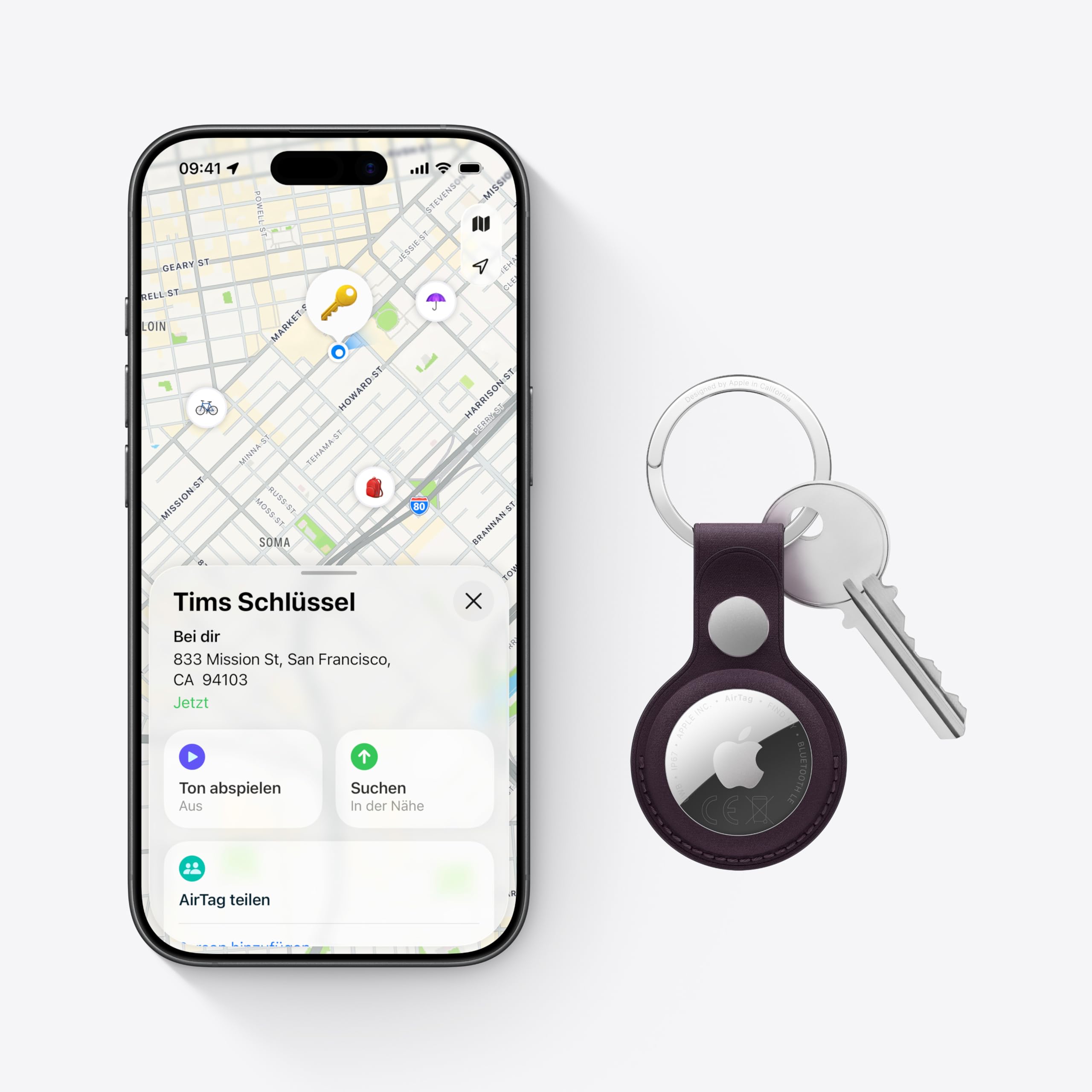 Apple AirTag (2. Generation): Tracker für Schlüsselbund, Portemonnaie und mehr: Ortungsgerät mit Ton, einfache Einrichtung mit einem klick über iPhone oder iPad, Schlüsselfinder für die genaue Suche