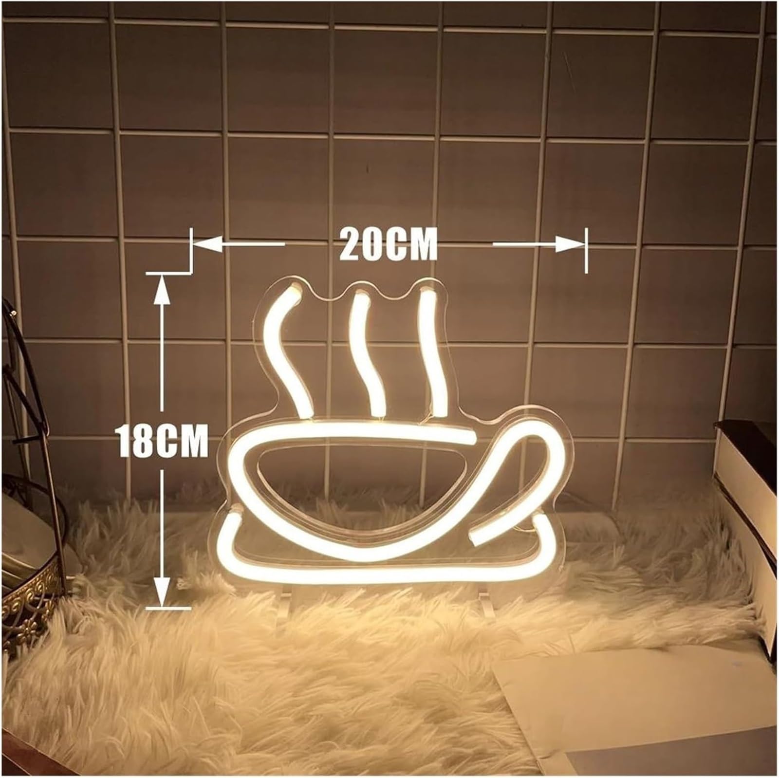 Luci al neon Per insegne al neon per decorazioni murali Tazza per luci dimmerabili per a LED per film Home Club(Beige)