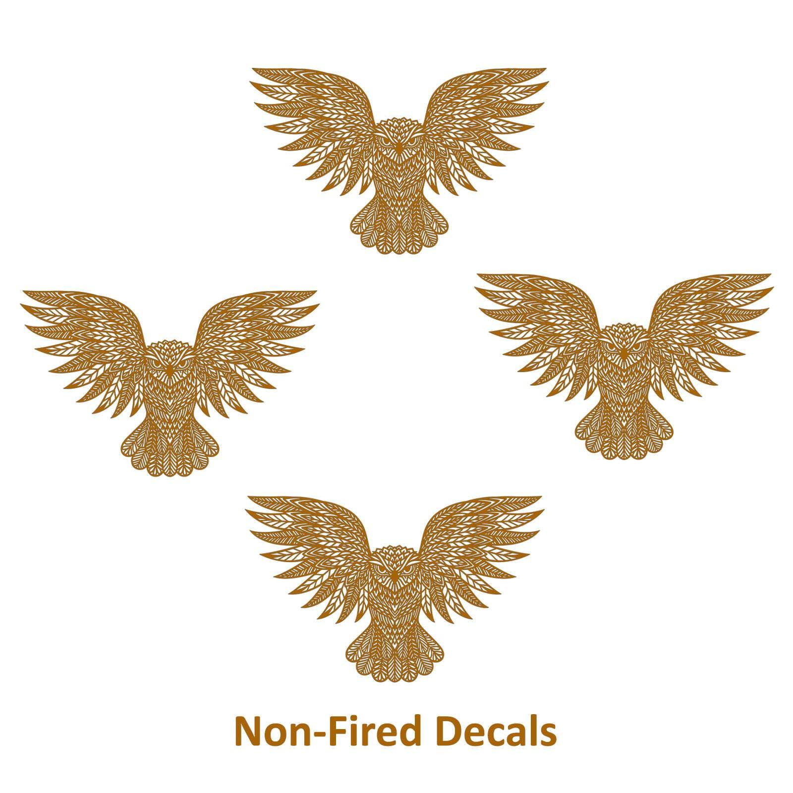 Celestial Owl 4 pcs 2 Inch 22k Gold Fused Glass Decals