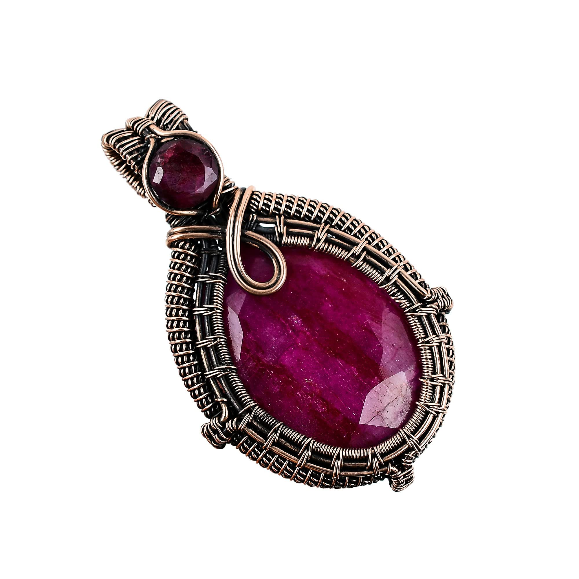 Natural Gemstone Pendant Copper Wire Wrapped Jewelry Necklace