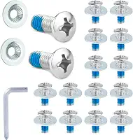 Conjunto de 32 parafusos de fixação para snowboard, incluindo parafusos de montagem de esqui de aço inoxidável e arruelas antiderrapantes com chave de fenda para acessórios de fixação de snowboard