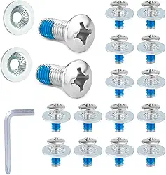 Conjunto de 32 parafusos de fixação para snowboard, incluindo parafusos de montagem de esqui de aço inoxidável e arruelas antiderrapantes com chave de fenda para acessórios de fixação de snowboard