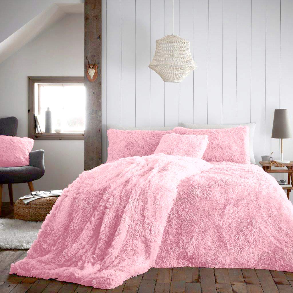 KOLLACHE Hug & Snug Fleece Cuddles Duvet Cover Set Teddy Thermal Cosy Warm Quilt with Matching Pillowcase Bedding Set Size : Single Colour : Pink