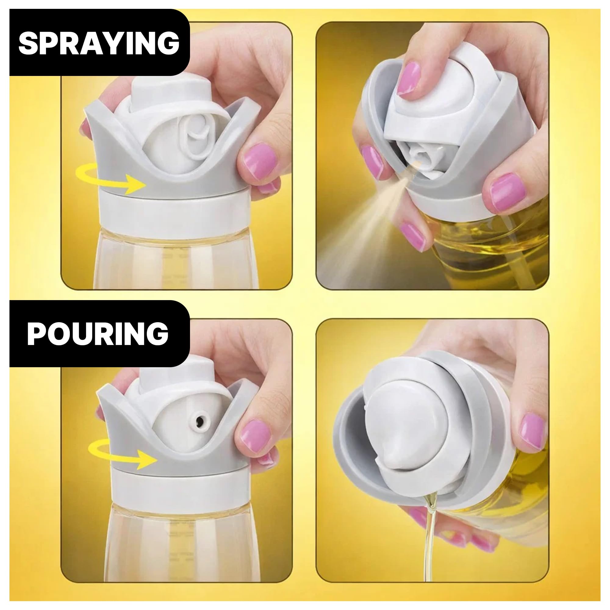 Dispensador de aceite 2 en 1 y botellas en aerosol, pulverizador de aceite de oliva de vidrio para cocinar, hornear, freidora de aire, ensalada y barbacoa, vertido controlado y pulverizador