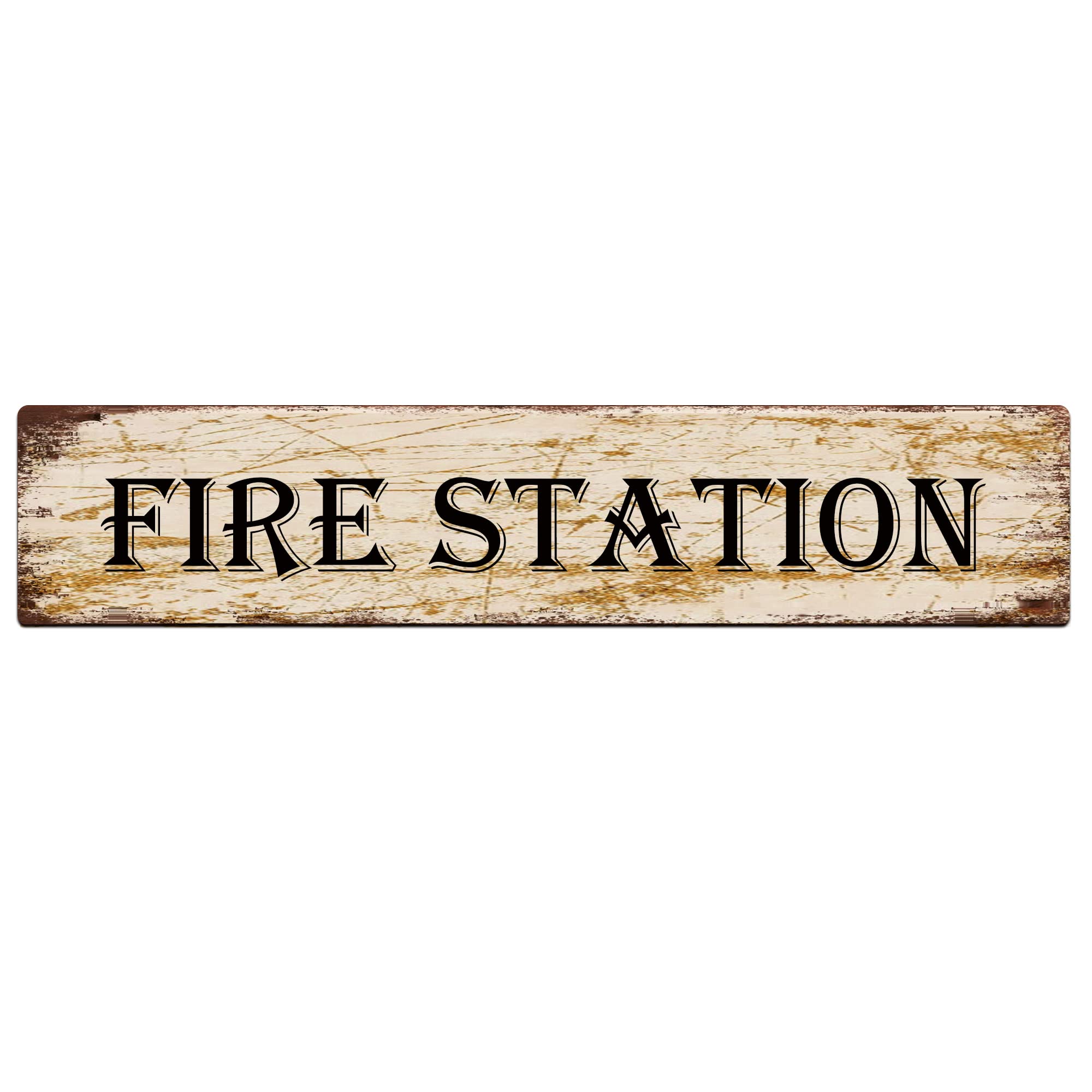 Fire Station Retro Tin Signs Aluminum Metal Sign for Kitchen Home Garden Wall Bar Cafe Decor 4x16 Inch