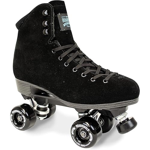 Sure-Grip Boardwalk Unisex Outdoor Roller Skates with Retro Leather Boots and 82A Wheels
