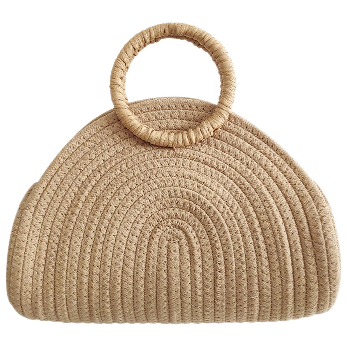 Outanaya Borsa da Spiaggia Rustico Delicato Intrecciata in Corda di Cotone Manico Comodo e Grande Capacità per Shopping e Picnic