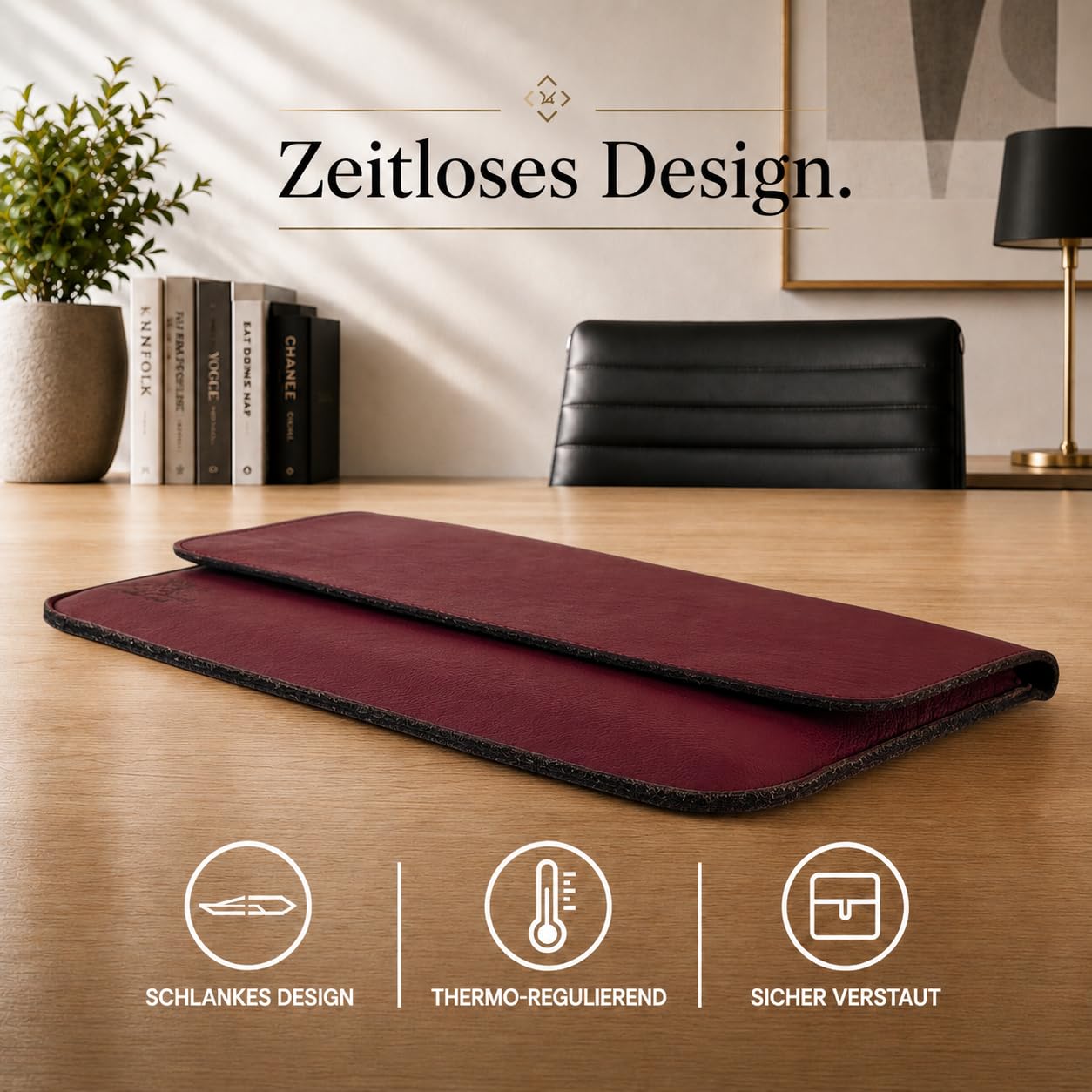 Centaur Custodia per laptop di alta qualità in vera pelle italiana e 100% feltro di lana, realizzata in Germania, elegante custodia con scomparto extra, custodia protettiva per notebook da 16", rosso