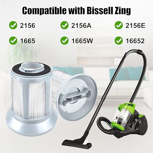 Miniatura 2 de 2 filtros 2156A compatibles con aspiradoras BISSELL 2156, 2156A, 2156E, 1665, 16652, 1665W Zing, repuesto para 1613056