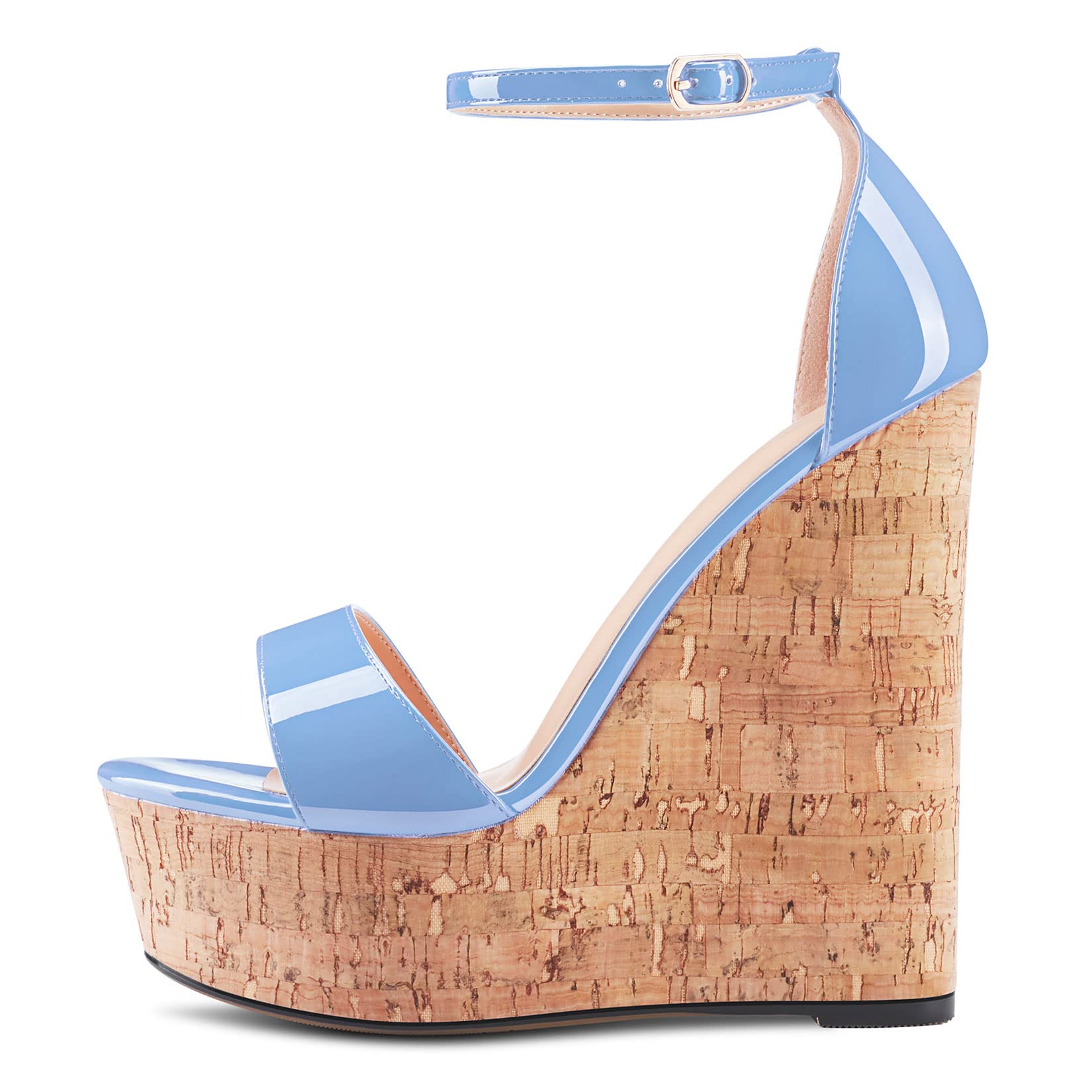 Castamere Mujer Alto High cuña esparto Plataforma Heel Abierta Punta Correa Tobillo Sandalias de Boda Fiesta Dress 15 CM Heels