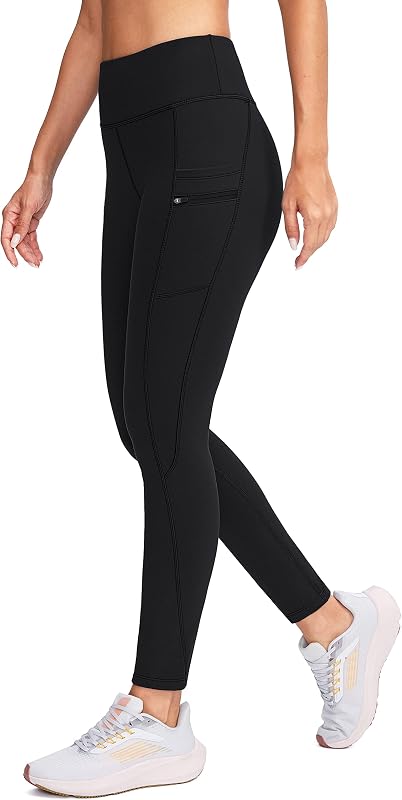 G Gradual Women's Fleece Lined Winter Leggings with Pockets Water Resistant High Waisted Thermal Warm Pants Running Hiking(Black,S) image 2