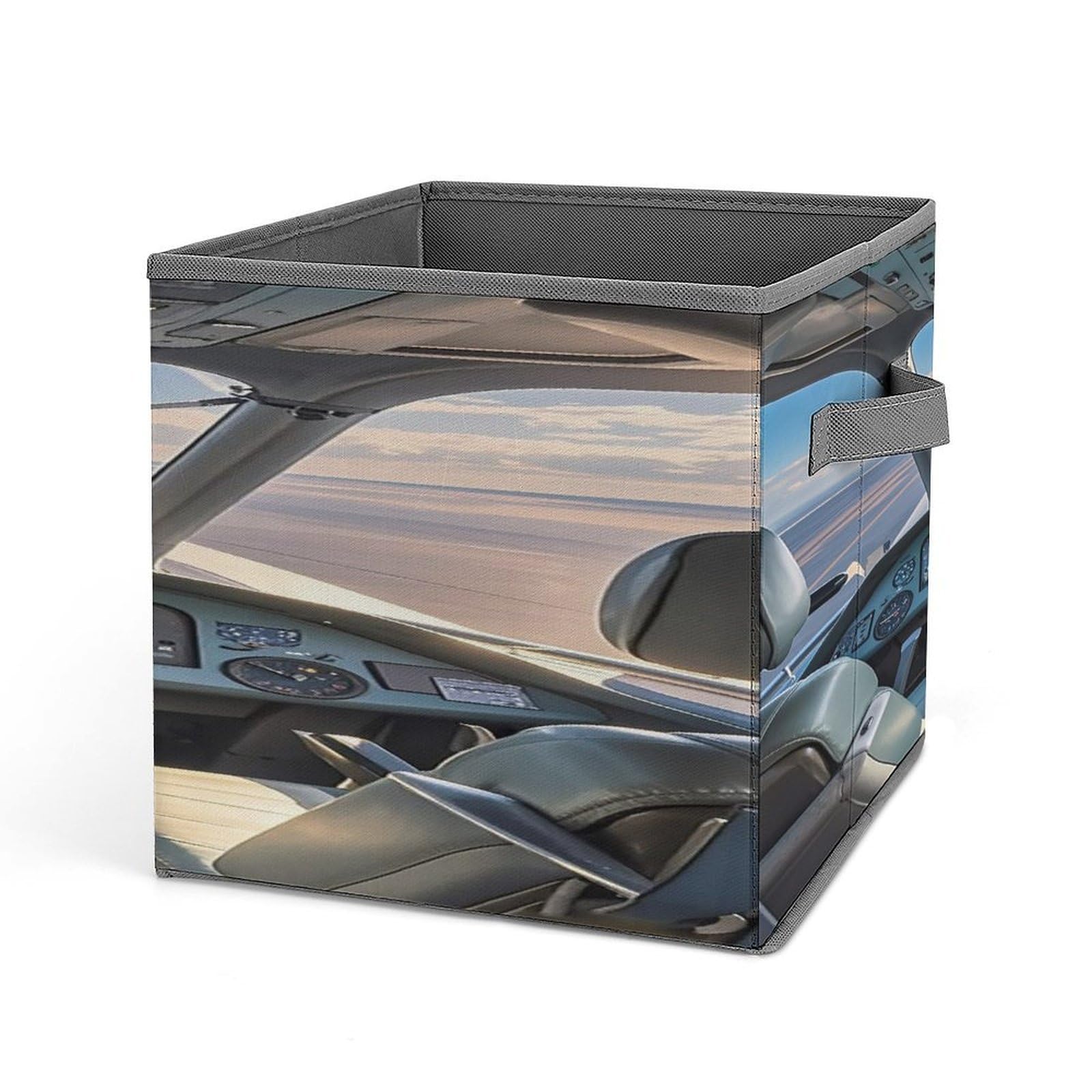VstaDank Airplane Cockpit Storage Bin Collapsible Storage Cubes Organizer Oxford Cloth Storage Box with Dual Handles Large Stackable Closet Storage Bins for Sheets Hat Sweater
