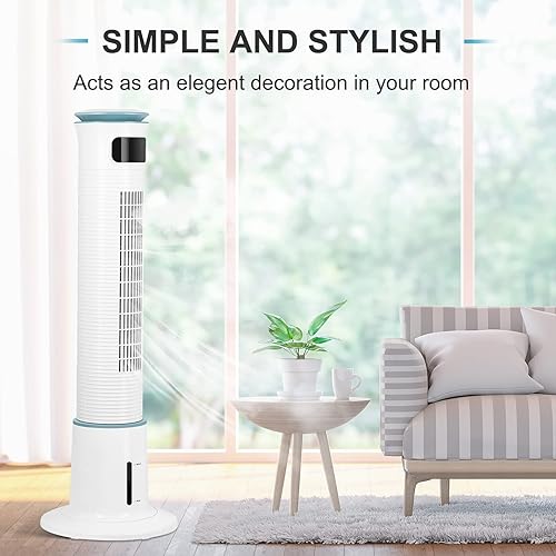Miniatura 7 de Simple Deluxe Ventilador de torre oscilante de 43 pulgadas para dormitorio con control remoto y función de niebla, 12 velocidades, 3 modos,