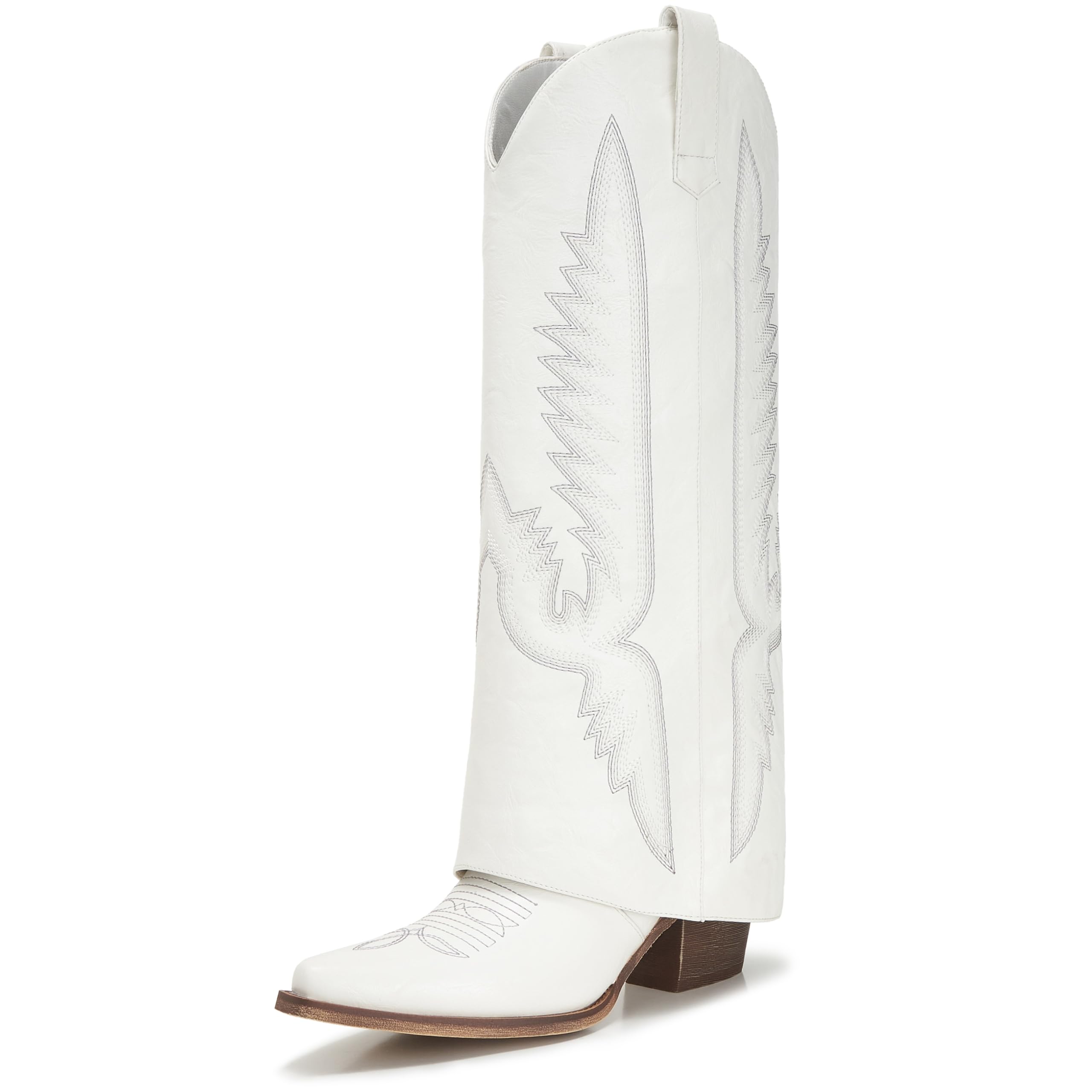 Women's Fold Over Knee High Shark Boots 4-Inch Wedge Heel Side Zipper