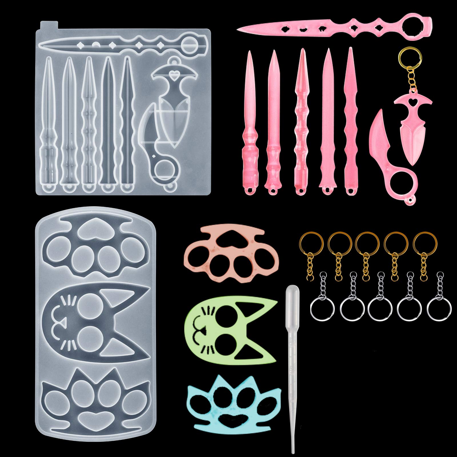 Buy Keychains Resin Molds, DIY Silicone Casting Mold Tools Set