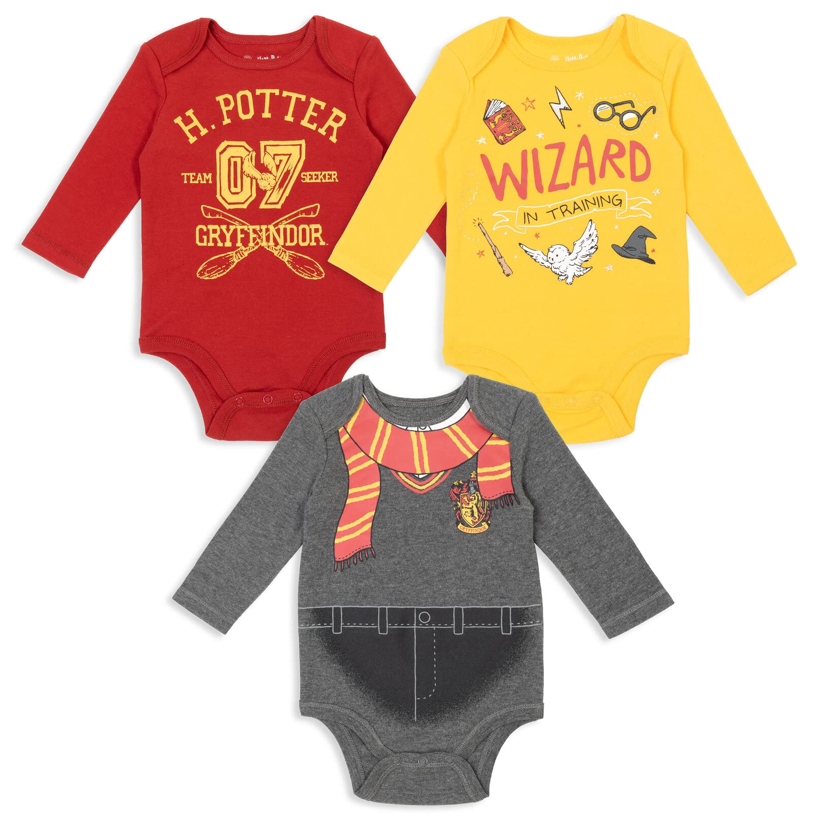 Harry Potter Hermine Baby-Bodys mit langen Ärmeln, 3er-Pack (Neugeborene)