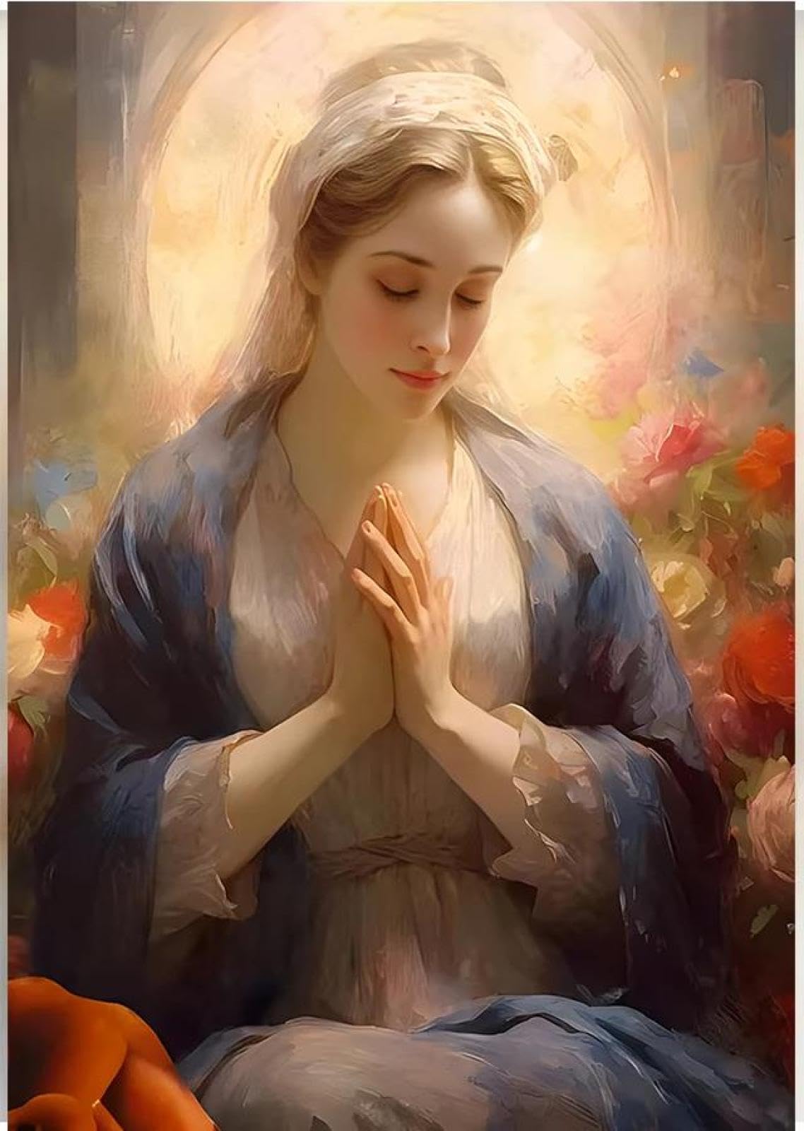 Baibexing Vintage Blessed Virgin Mary With The Child Catholic Christian Prayer Art Poster Canvas Painting Wall Prints Picture Home Decor A2 21X30Cm Unframed