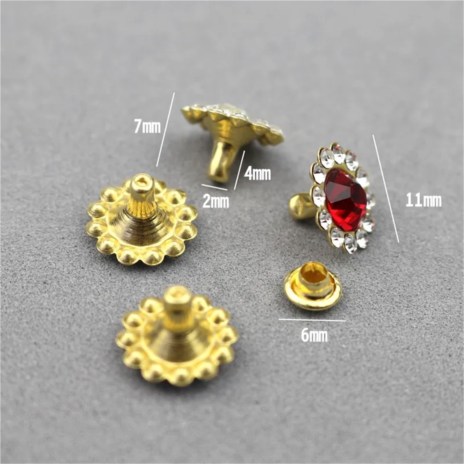 Nity z kryształami metalowymi, Nity z kryształu górskiego 200 zestawów 12 mm wielokolorowe kryształowe ćwieki Diamante do skóry DIY włosów