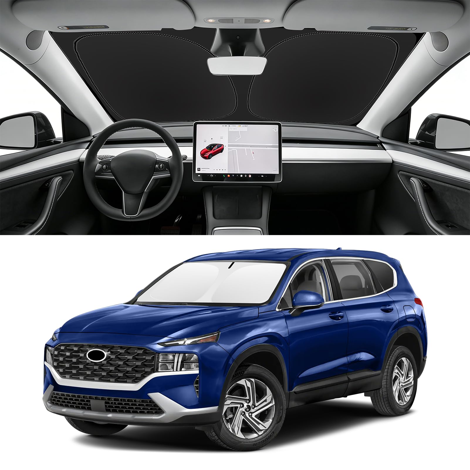 Custom Fit Windshield Sun Shade for Hyundai Santa Fe 2019-2026