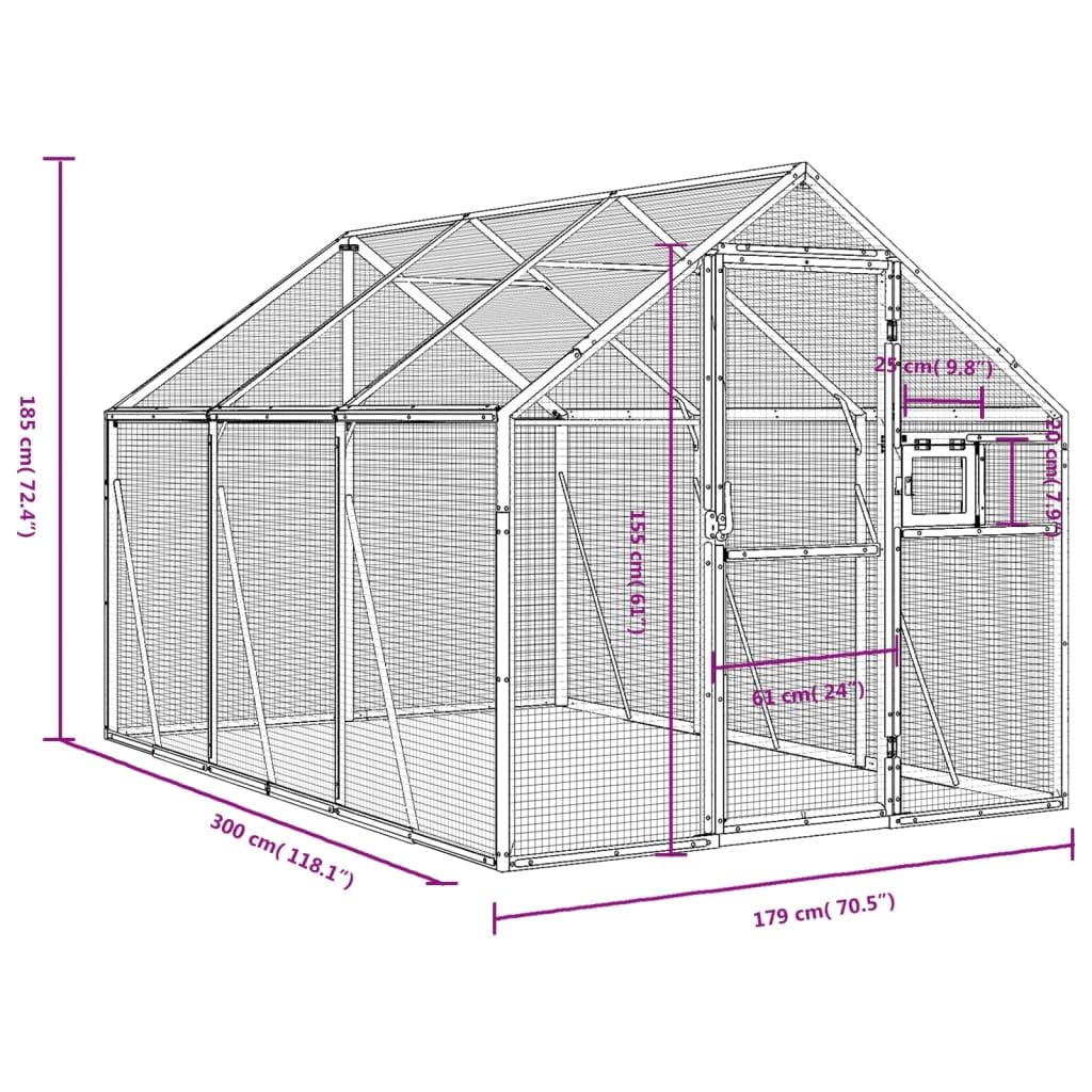 Voliere Silbern 1,79x3x1,85 m Aluminium,Tiere & Tierbedarf,Haustierbedarf,Vogelbedarf,Vogelkäfige & -ständer,Silber,27.94 kg-3155796