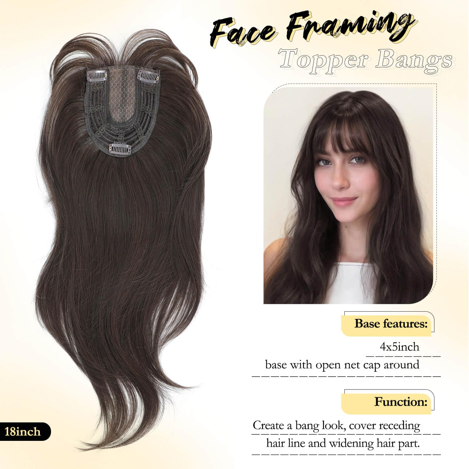 Peonymebeauty 4"X5" Base Clip in Fringe Hair Topper - Image 4