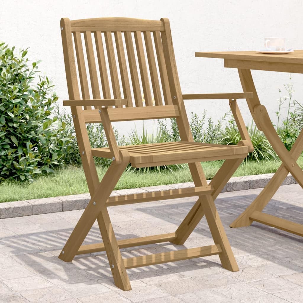 Sillas de jardín Plegables 2 uds Madera Acacia 58x54,5x90 cm,Silla de Jardín Plegable de Madera de Acacia con Respaldo y Brazos para Mayor Comodidad Muebles de Jardín, Sillas de Jardín