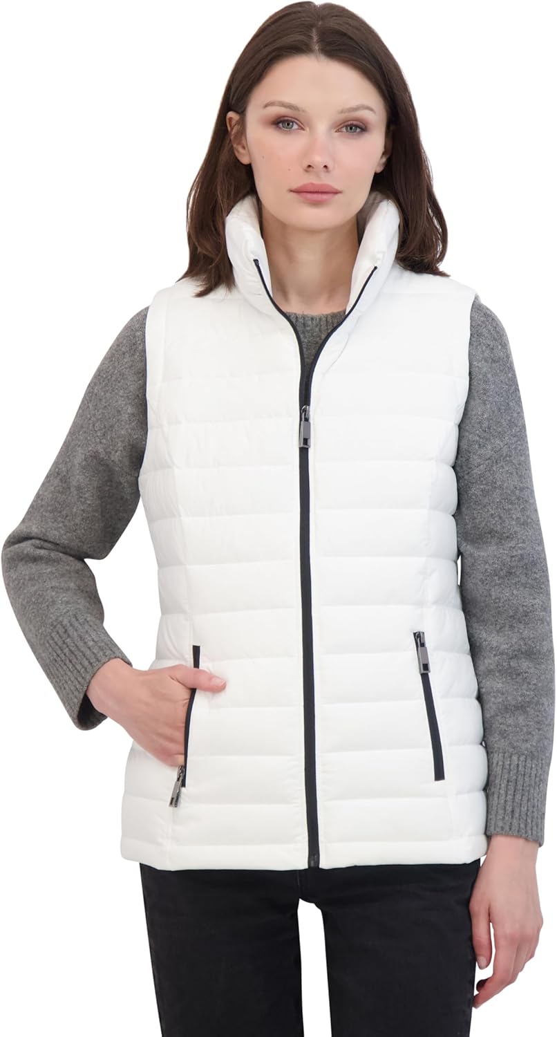 Nautica Women's Stretch Puffer Vest – Water Resistant Transitional Layer Outerwear Vest