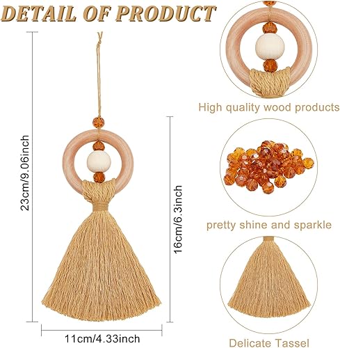 Miniatura 3 de FREEBLOSS Juego de 8 adornos colgantes de macramé para automóvil, diseño de ángel de macramé para principiantes, hecho a mano, bohemio, para espejo