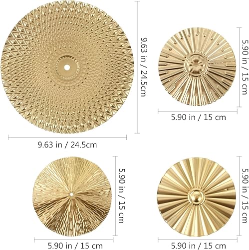 Miniatura 2 de Garneck 4 piezas de decoración de pared de metal dorado moderno 3D arte de pared para sala de estar, esculturas de pared redondas de hierro forjado