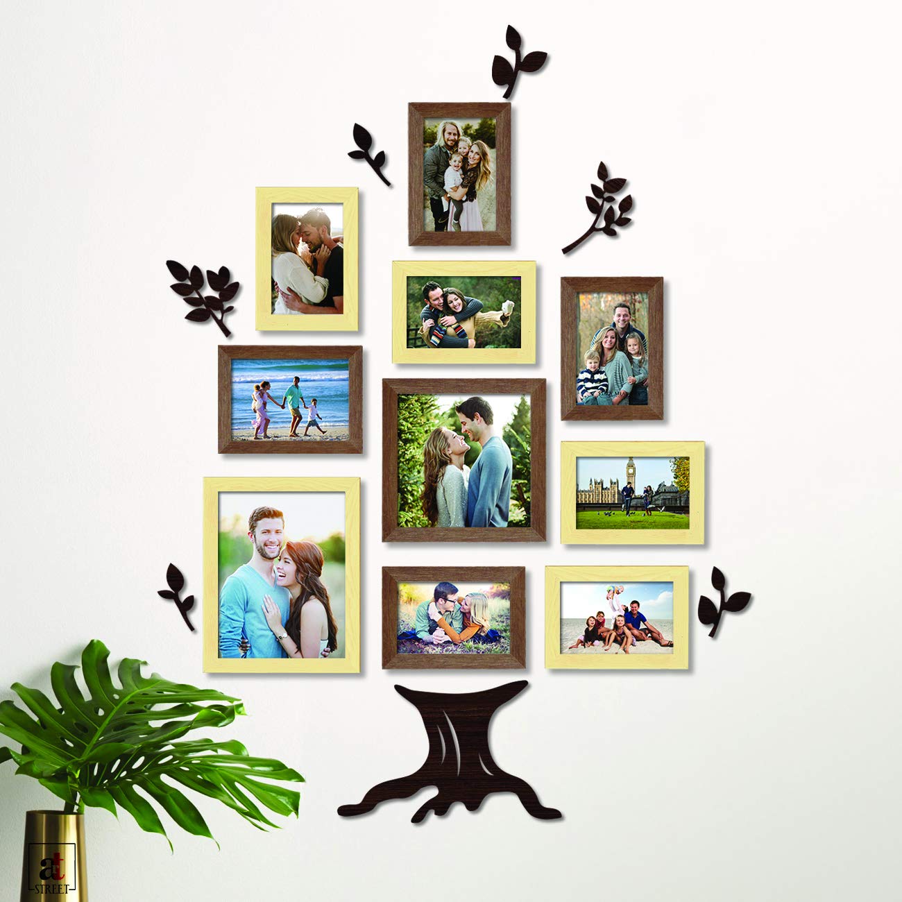Art Street - Family Tree Photo Frame Set of 10 Wall Photo Frame with MDF Plaque,Color -Black & White-Size- 5x7, 8x8, 8x 10 Inches (B092CQYT86) Amazon Price History, Amazon Price Tracker