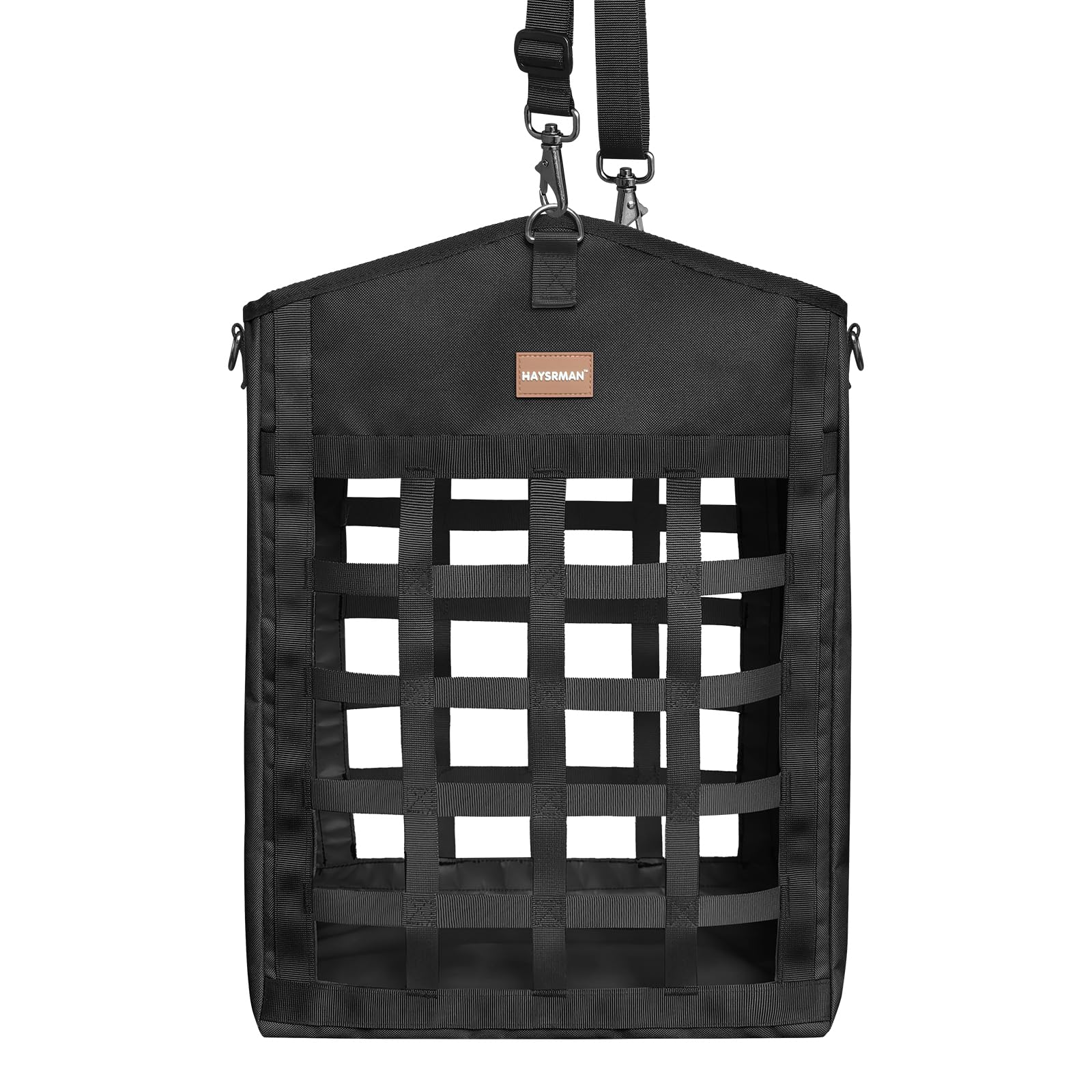 Innovadoras bolsas de heno para caballos, comedero de heno para cabras con tela Oxford reforzada y cierre de metal de alta resistencia, suministros de alimentación para caballos con correa