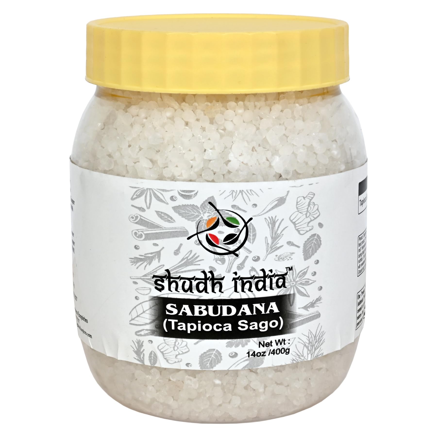 Shudh india Sabudana (Tapioca/Sago) Pearls 14oz (400g) ~ All Natural | Vegan | No Colors | NON-GMO | Kosher | Indian Origin