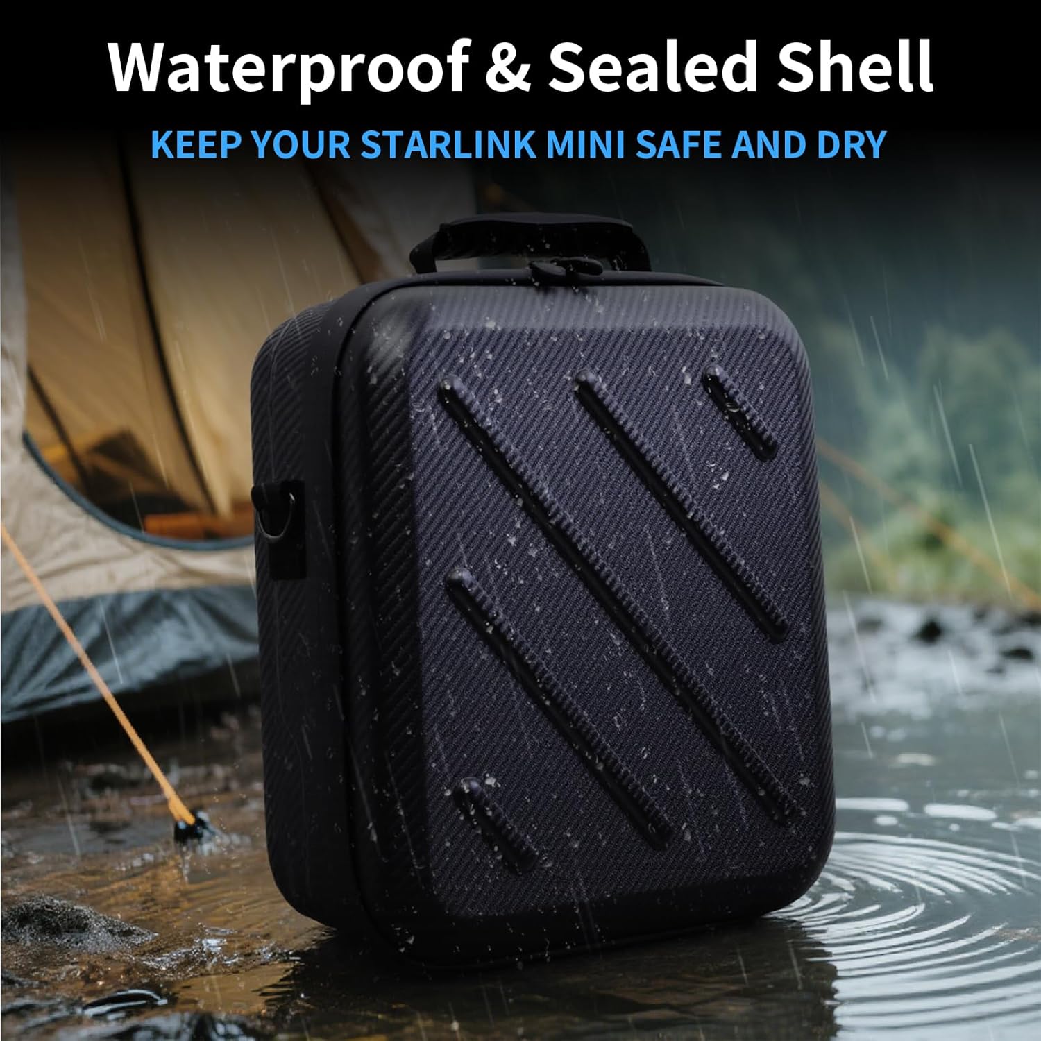 Ultra-Light Waterproof Case for Starlink Mini – Shockproof EVA Hard Travel Carrying Bag with Shoulder Strap & Handle | Durable Protective Cover Compatible with Starlink Mini Satellite TV Accessories - Image 4
