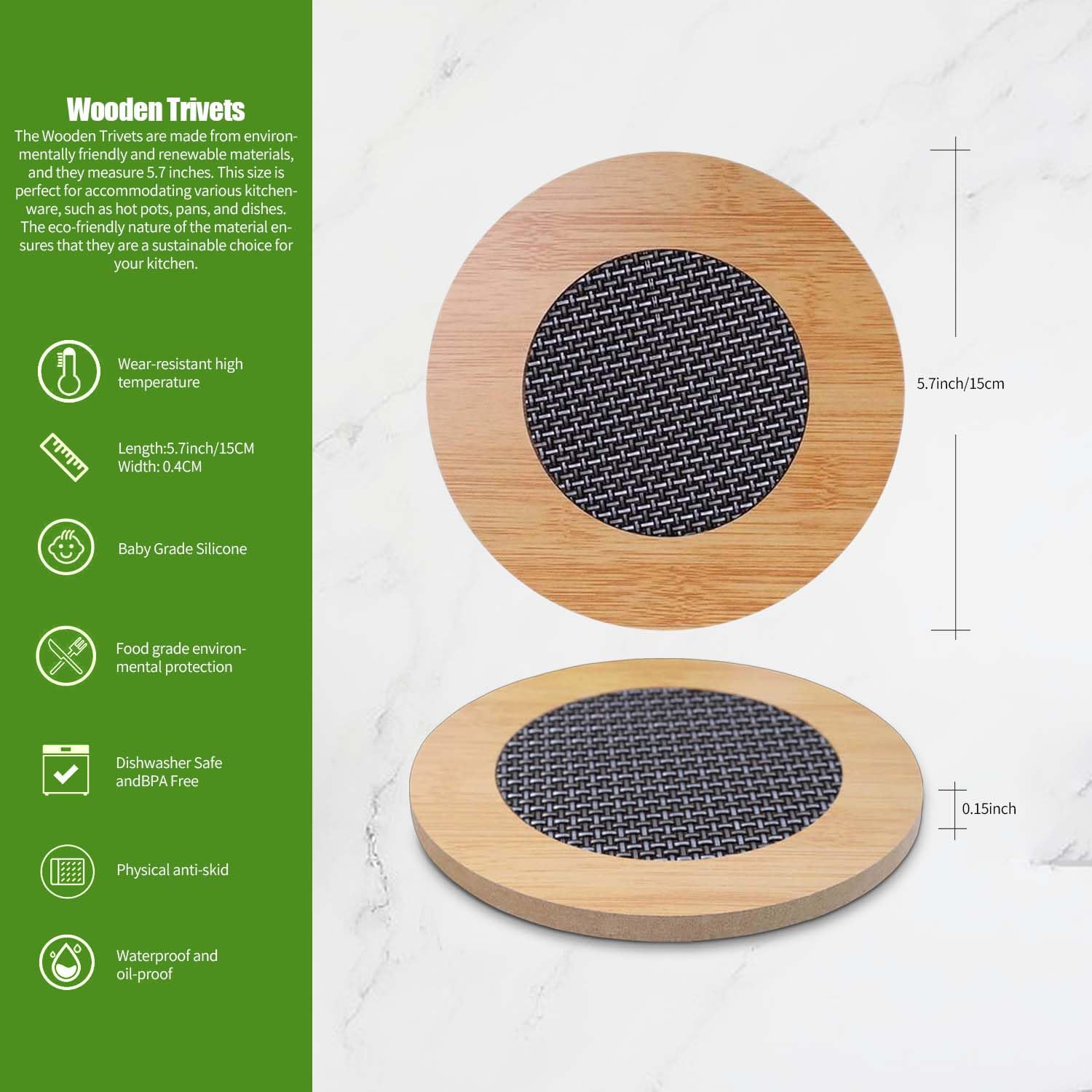 Sottopentola In legno ceramica 14,5cm 1 pz colori assortiti - IR-TB1721
