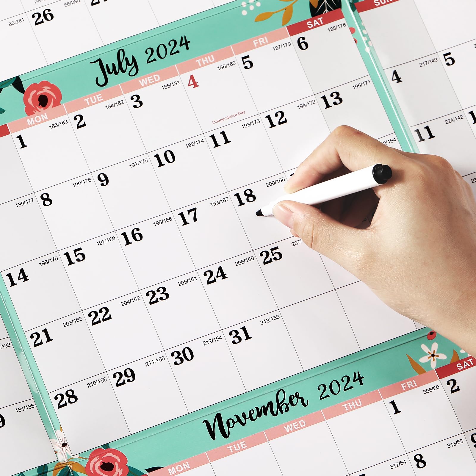 Calendario Appeso Bifacciale Laminato E Pulibile Versione Inglese E - Foto 10