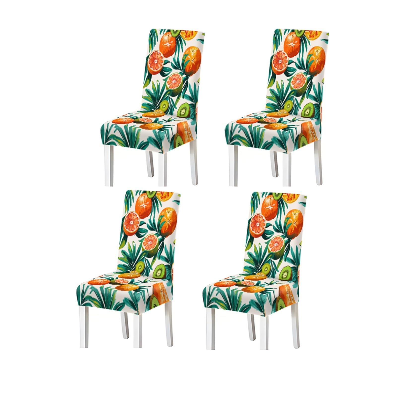 Kxuauv One Color Watercolor Tropical Orange Kiwi Fruit Floral Pattern Print Dining Chair Covers Set Of 2/4/6, Stretch Slipcovers For Kitchen Dining Room Seat Protectors For Restaurant Hotel Party(4Pcschair Cover)