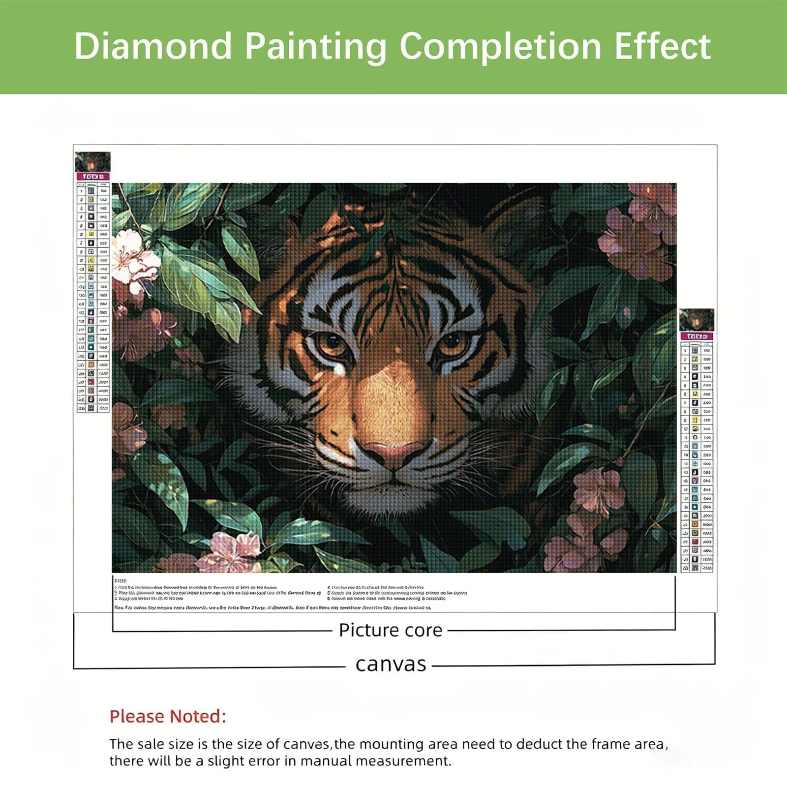 Diamond Painting Erwachsene Blume 5D Diamant Painting Bilder Tiger, DIY Voller Viereckige Steine Crystal Art, Strass Stickerei Kreuzstich Art für Zimmer Deko, Geschenke für Frauen 120x90cm L0-1030