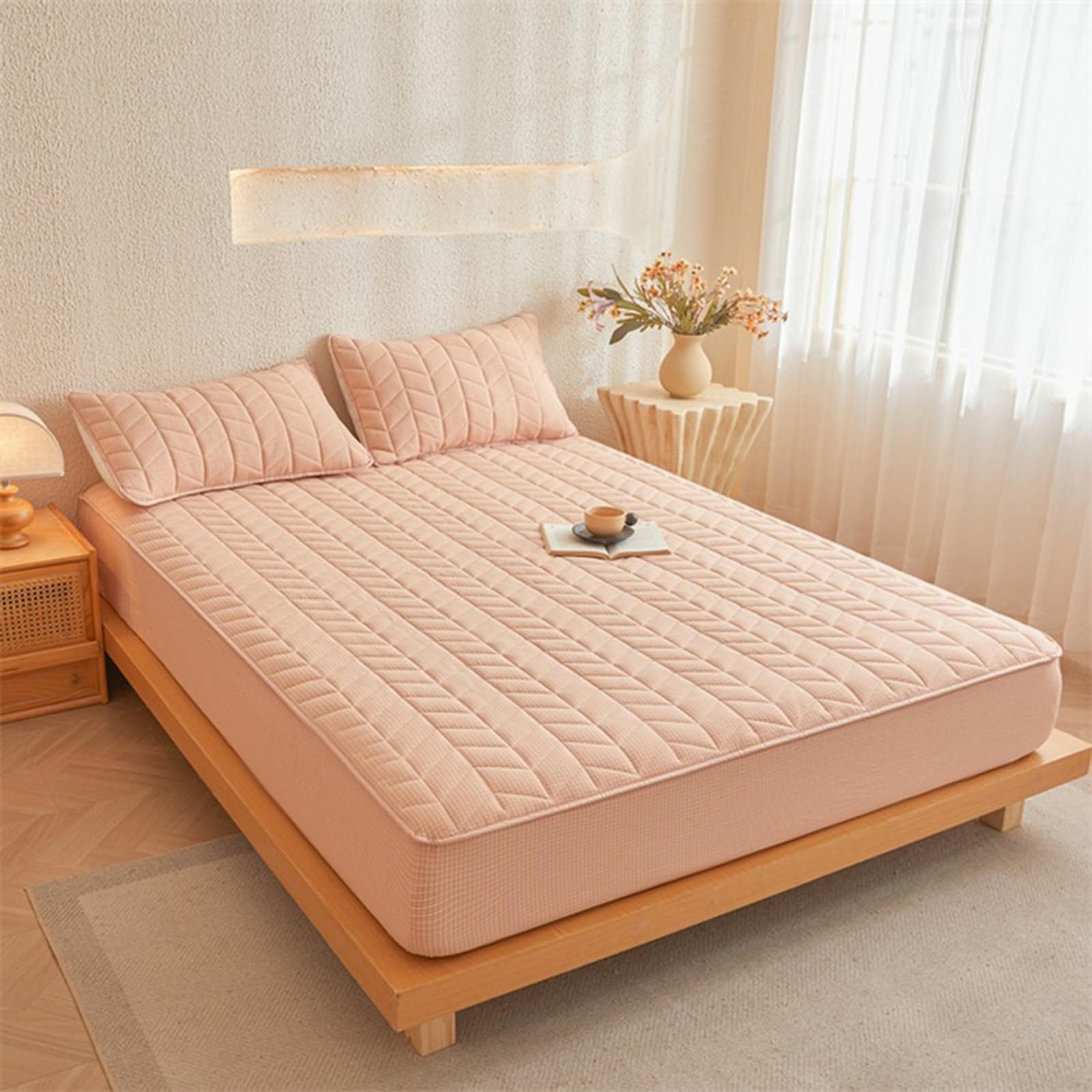 Spannbettlaken 120 x 200 + 30 cm Matratzenschoner Baumwolle Rosa | 100% Baumwolle Spannbettlaken Einzelbett 30cm Matratzenhöhe Rundumgummizug Atmungsaktiv schrumpffest Pflegeleichte Bettlaken