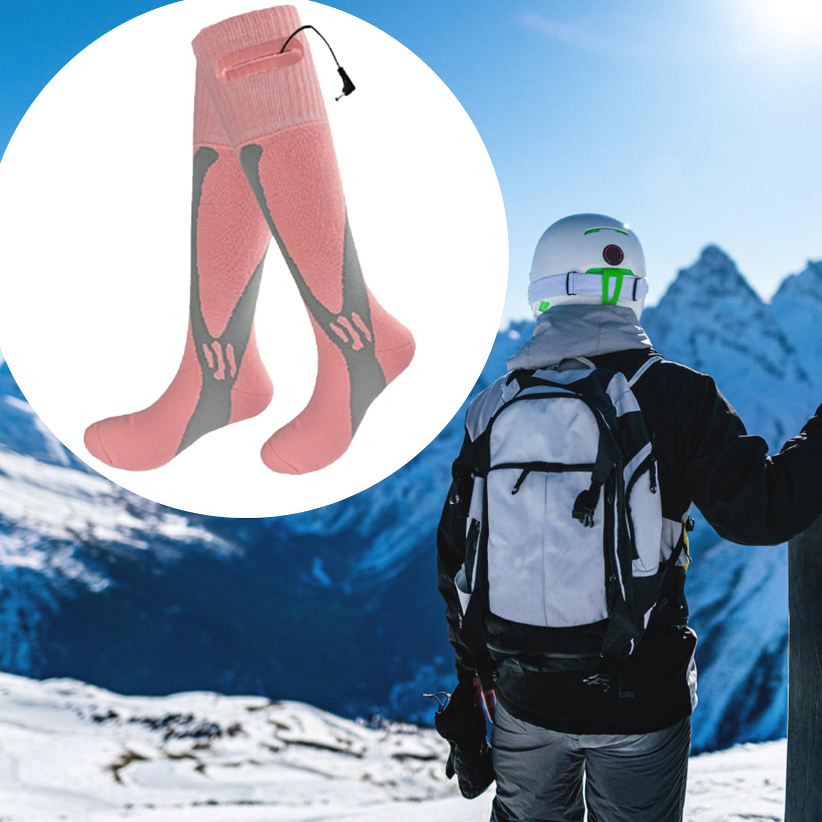 Calcetines térmicos – Calcetines eléctricos recargables alimentados por batería, 2500 mAh, calcetines calientes inteligentes ajustables, material de algodón resistente al desgaste, calcetín de