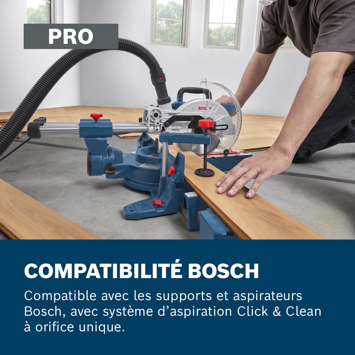 Bosch PRO Scie à onglets filaire GCM305-216S (règle, serre-joint, sac à poussière, lame, clé)