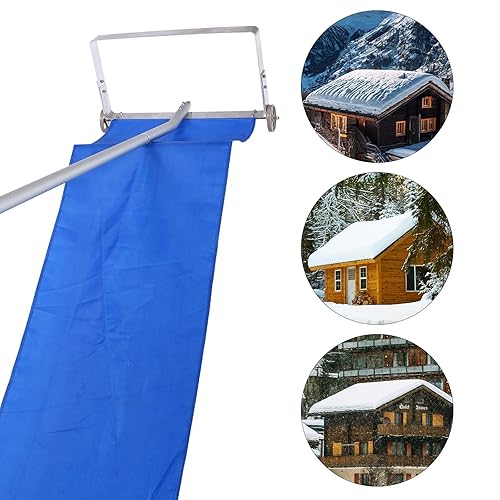 Miniatura 4 de Rastrillo para techo de nieve de 48 pies  Rascador de herramientas de eliminación de nieve con ruedas y mango extendido ajustable para sacudidas de