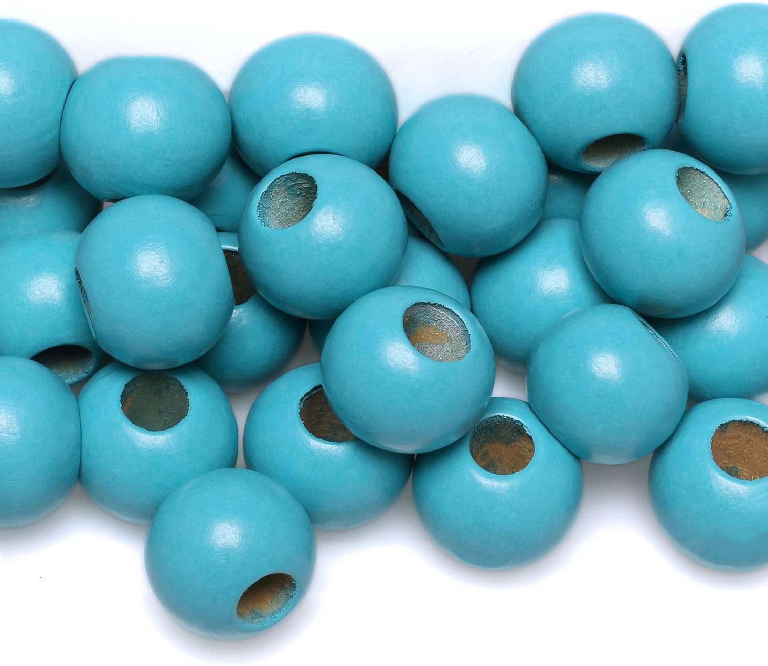 40 Pieces Blue Wooden Macrame Beads 24mm with 10mm Large