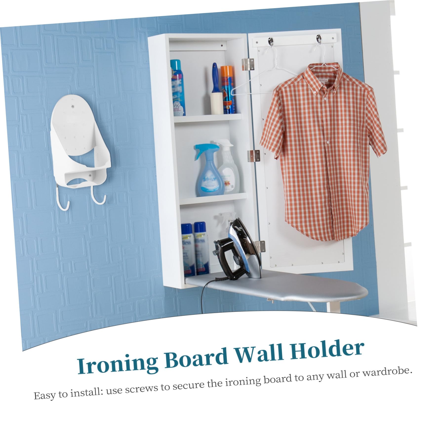 Bügelbrett Wandhalterung aus Pbt Weiß für Bügeleisen und Brett