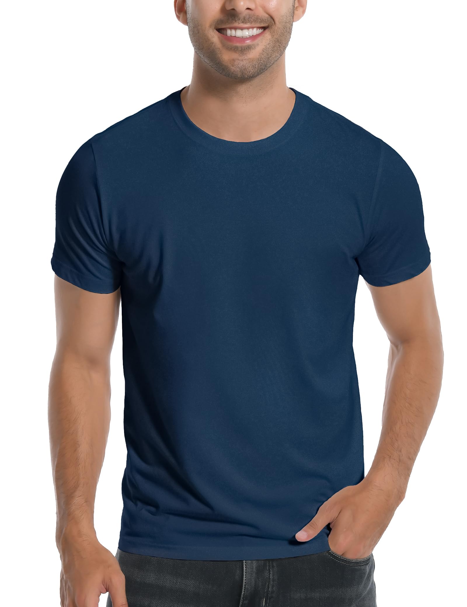 Pioneer Camp Mens Bamboo Viscose T Shirt Ultra Soft Plain Tshirts for Men Cooling Crew Neck Casual Basic Tee Shirt Undershirt