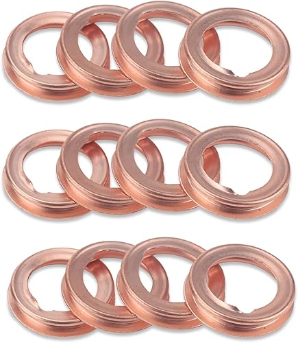 Paquete de 12 juntas de tapón de drenaje de aceite, anillos de sellado en forma de O, arandelas de cobre, piezas de repuesto automáticas,