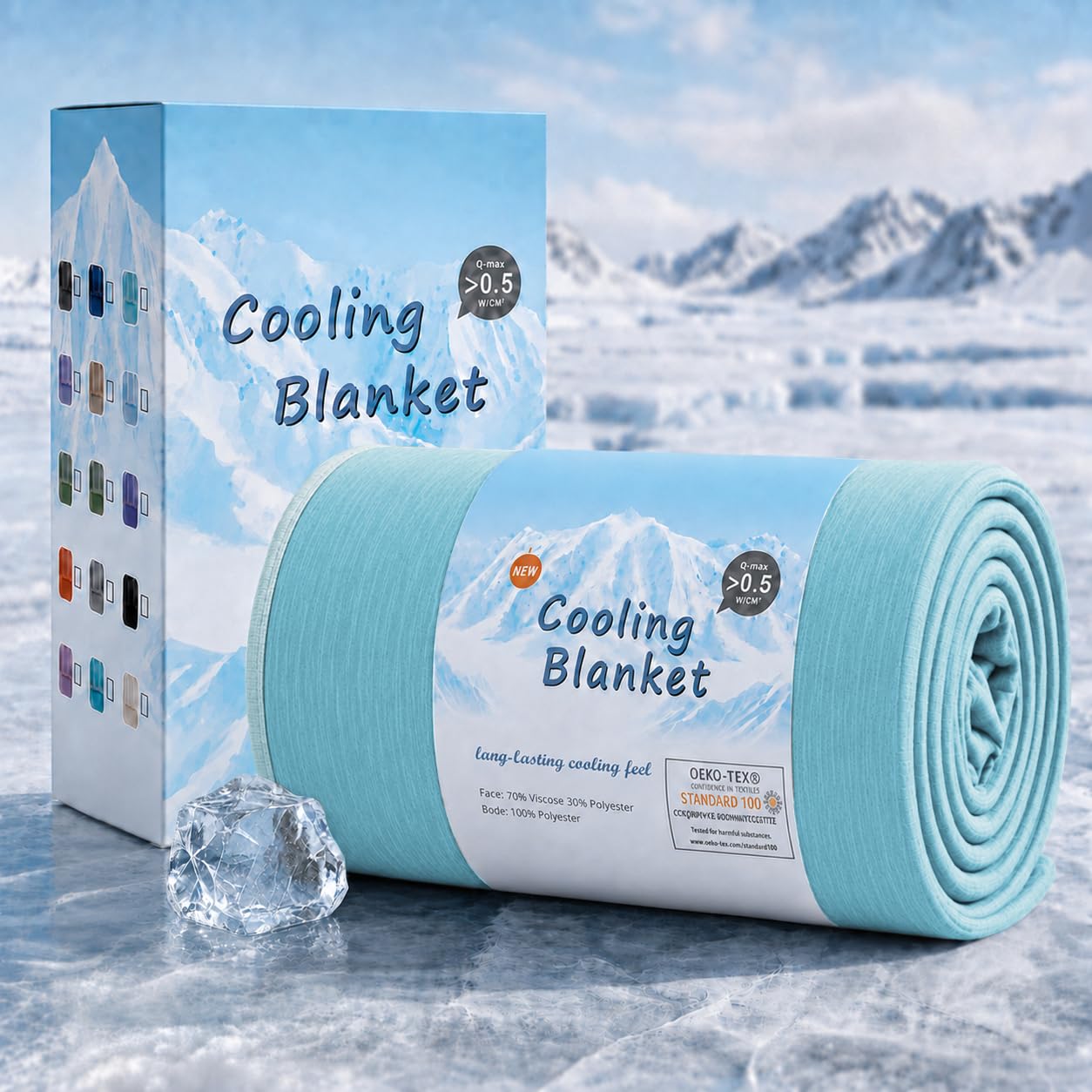 Topcee Cooling Blanket for Night Sweats Absorbs Heat to Keep Adults, Children Cool on Warm Nights, Q-Max 0.5 Cooling Blankets for Hot Sleepers, Ultra-Cool Lightweight Sofa Throw Blanket (50"x70")