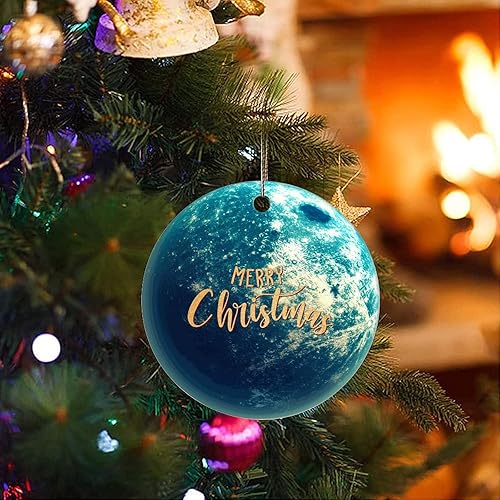 Miniatura 3 de Christmas Tree Ornaments Universe and Planets Christmas Ornament Keepsake Ornament Home Decor Space Enthusiast Hanging Pendants Round Ceramic Xmas